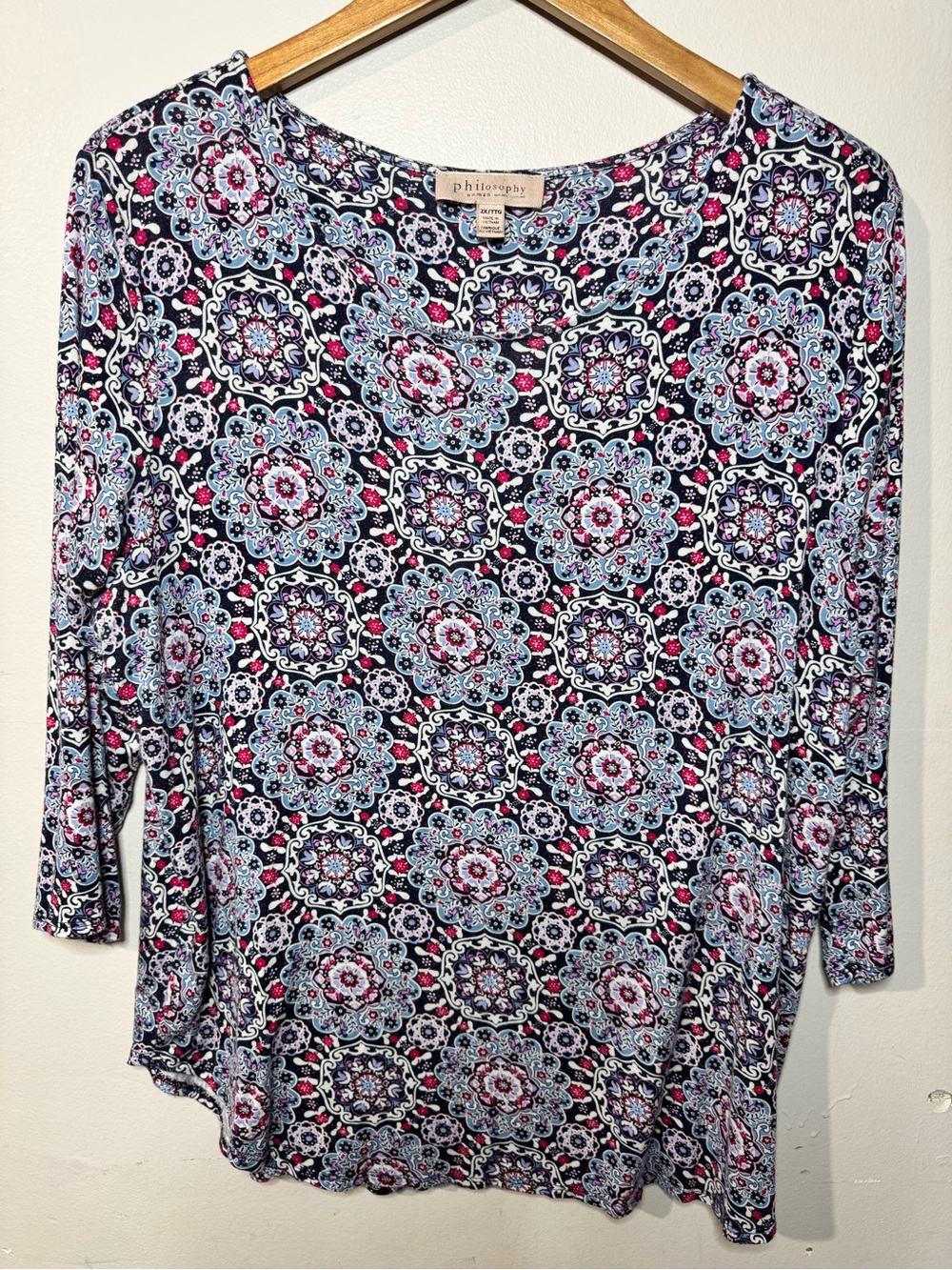 Philosophy Navy Floral Medallion Long Sleeve Tee